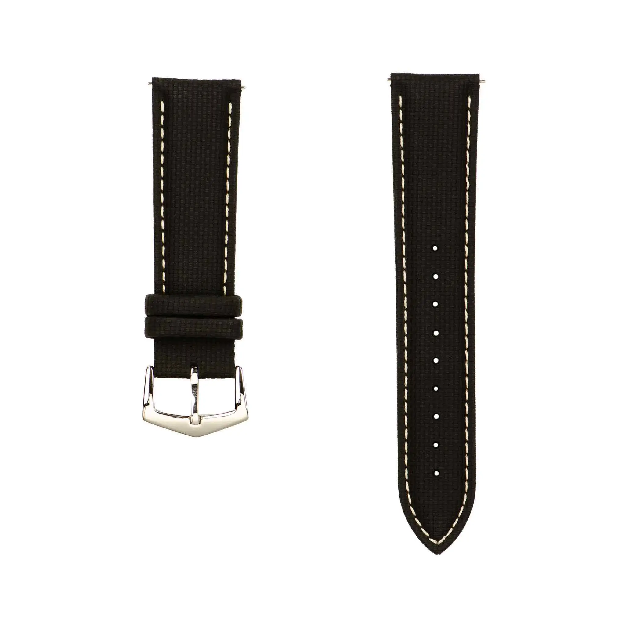 Italian Watch Straps Dual Layer KFM Black Leather - Image 2