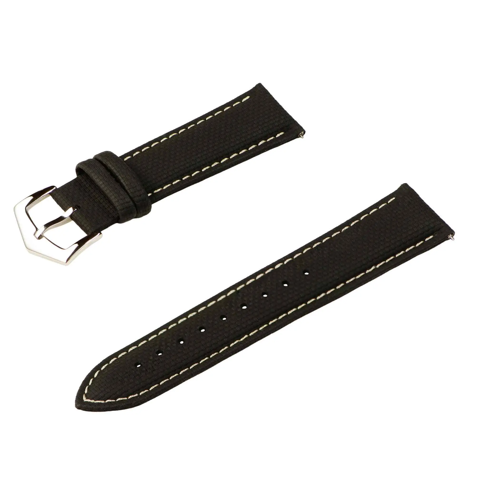 Italian Watch Straps Dual Layer KFM Black Leather - Image 3