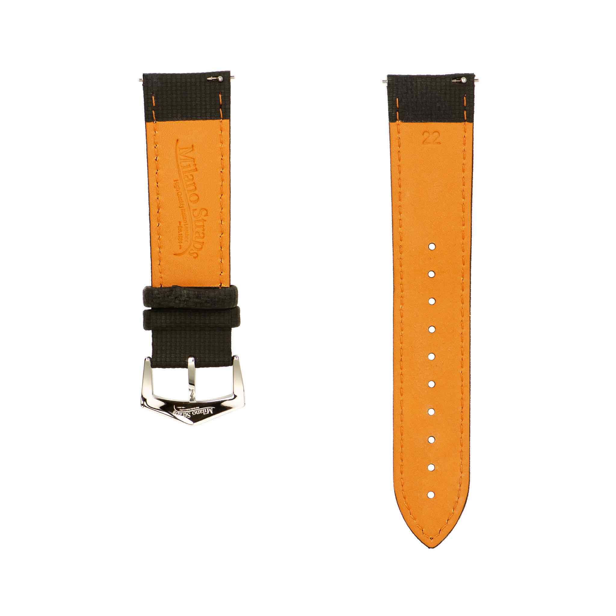 Italian Watch Straps Dual Layer KFM Black Leather - Image 4