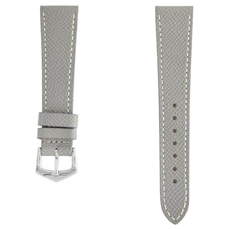 Grey Hammered Calfskin Ecru Stitches Watch strap - Image 4