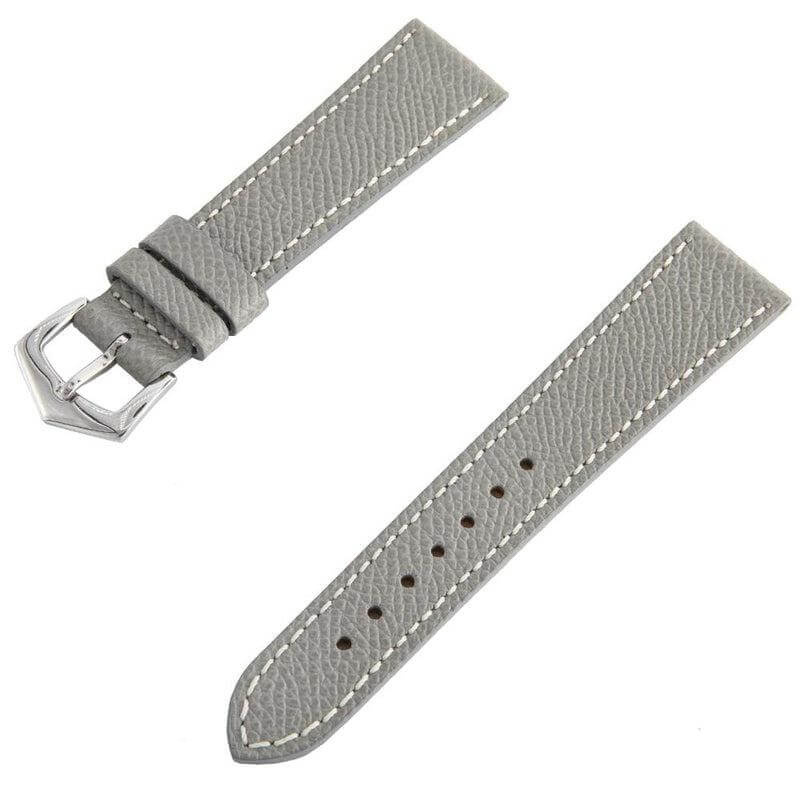 Grey Hammered Calfskin Ecru Stitches Watch strap - Image 5