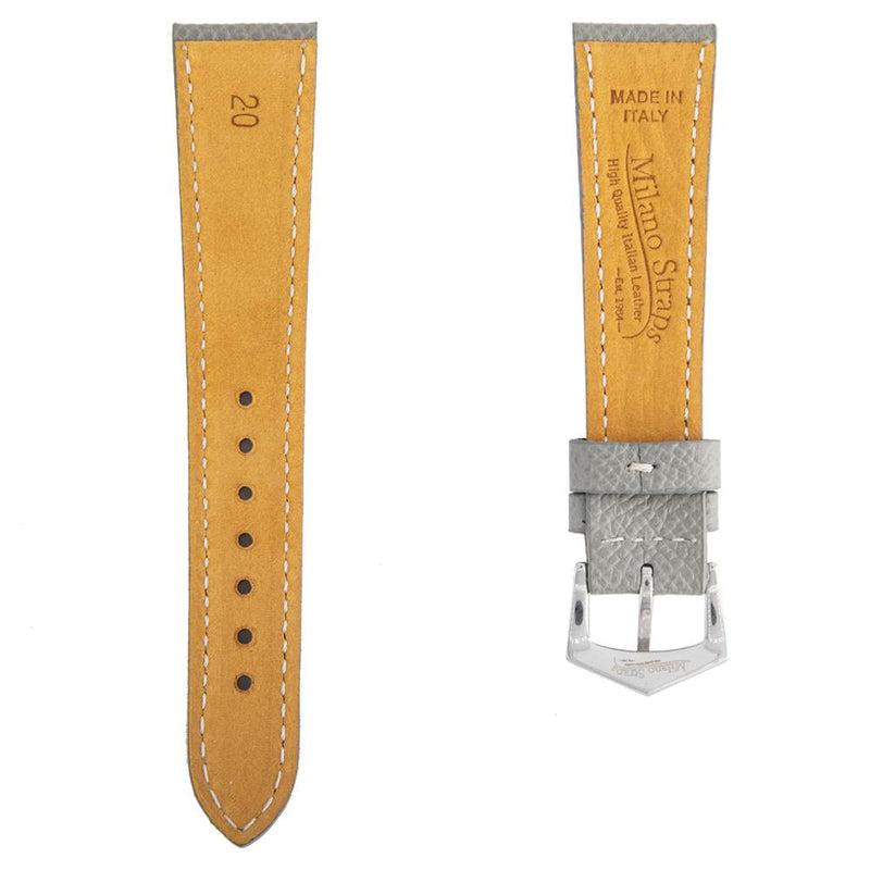 Grey Hammered Calfskin Ecru Stitches Watch strap - Image 6