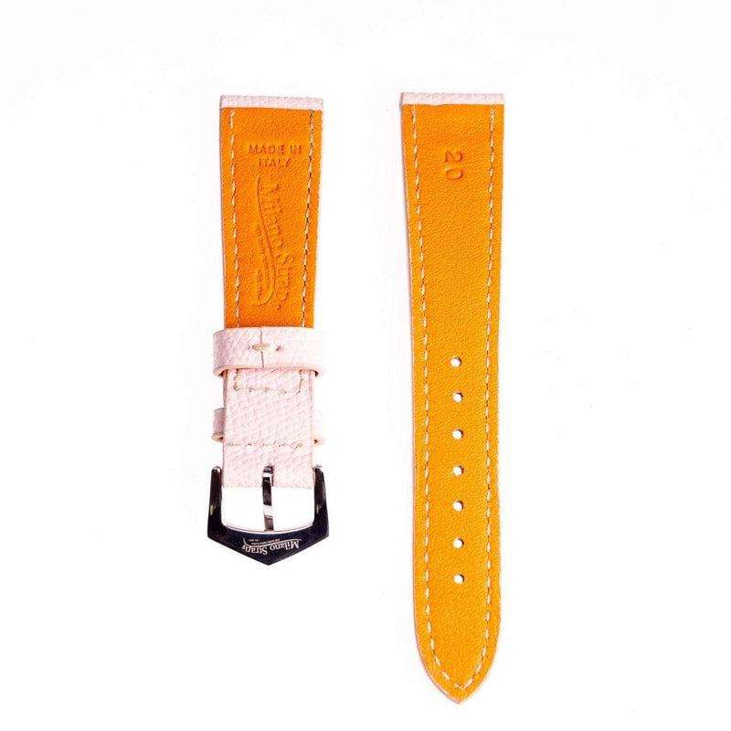 Apple Watch Leather Band Pink Hammered Calfskin Ecru Stitches - Image 8