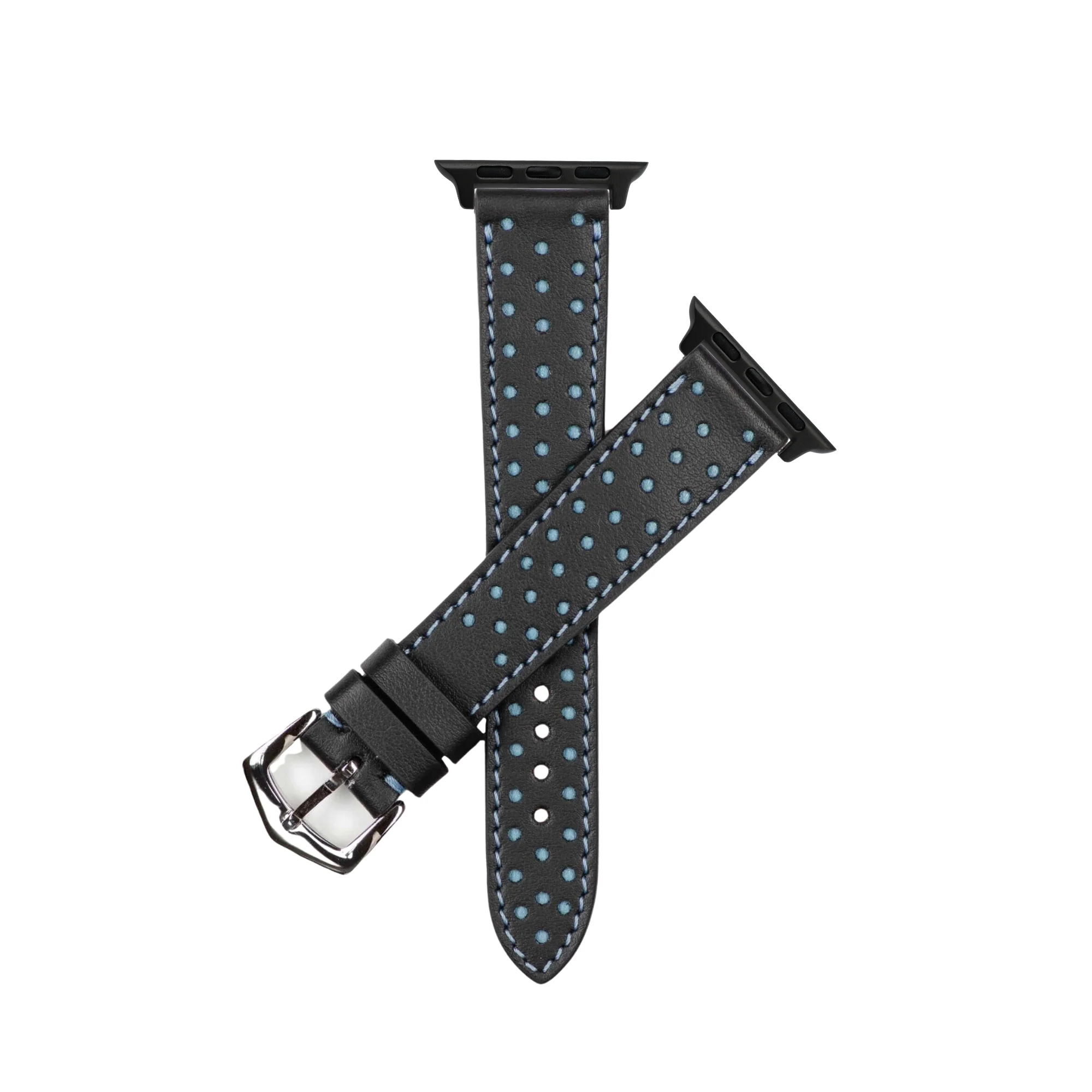 Apple Watch Leather Black & Blue Driver Racing Strap