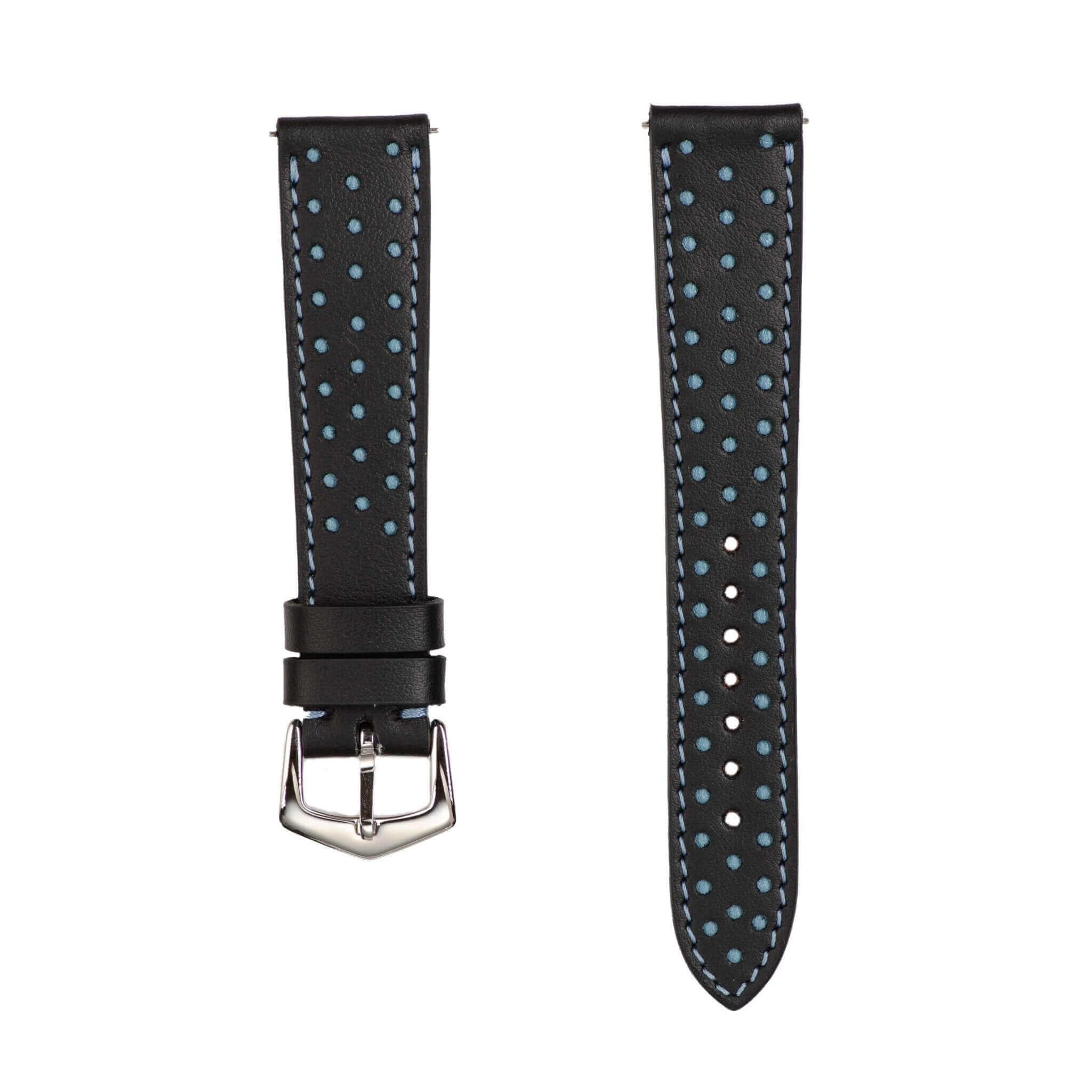 Black & Blue Driver Racing Leather Watch Strap - Image 3