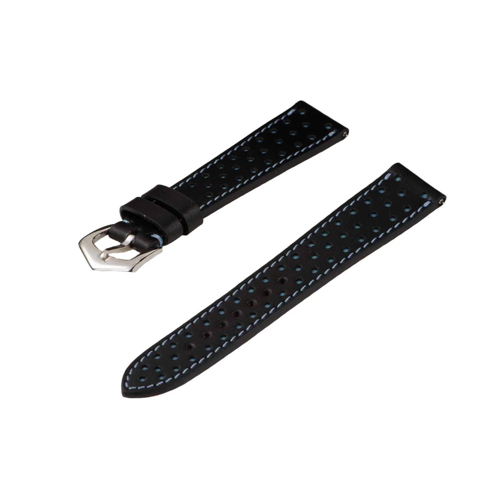 Black & Blue Driver Racing Leather Watch Strap - Image 4