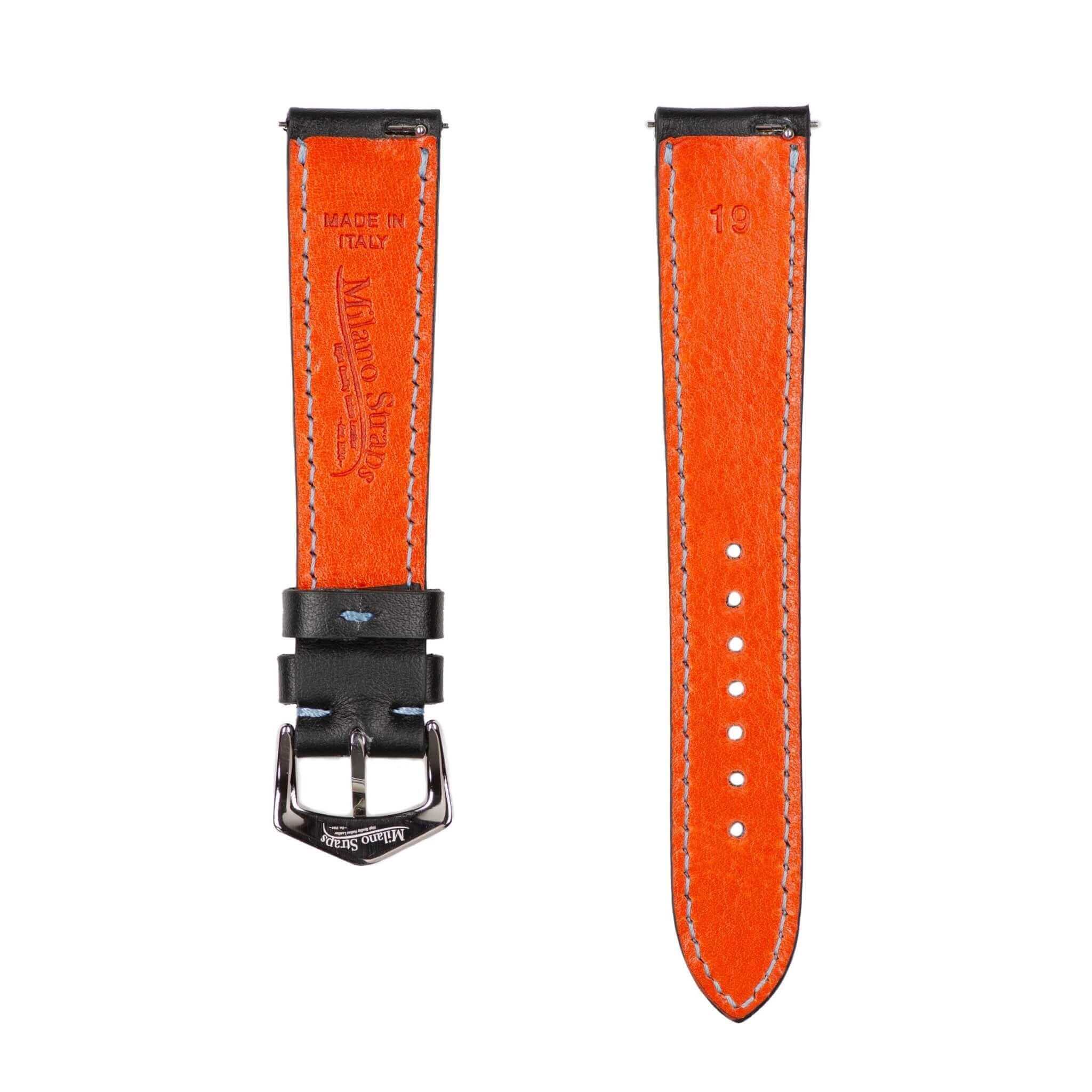 Black & Blue Driver Racing Leather Watch Strap - Image 2