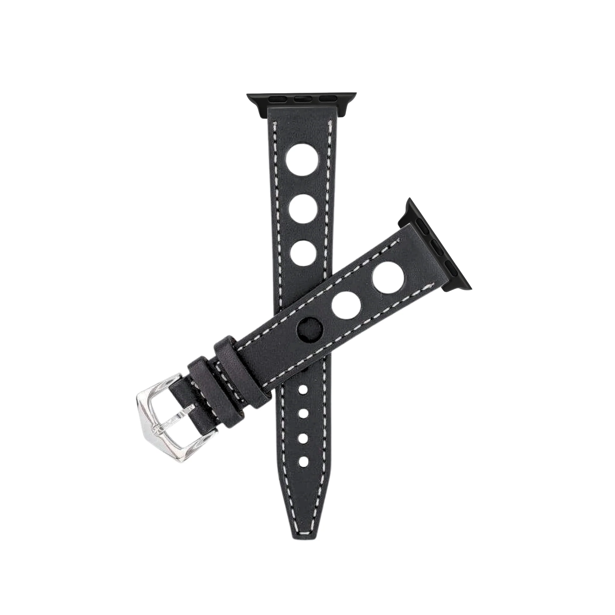 Apple Watch Leather Black Rally Racing Strap