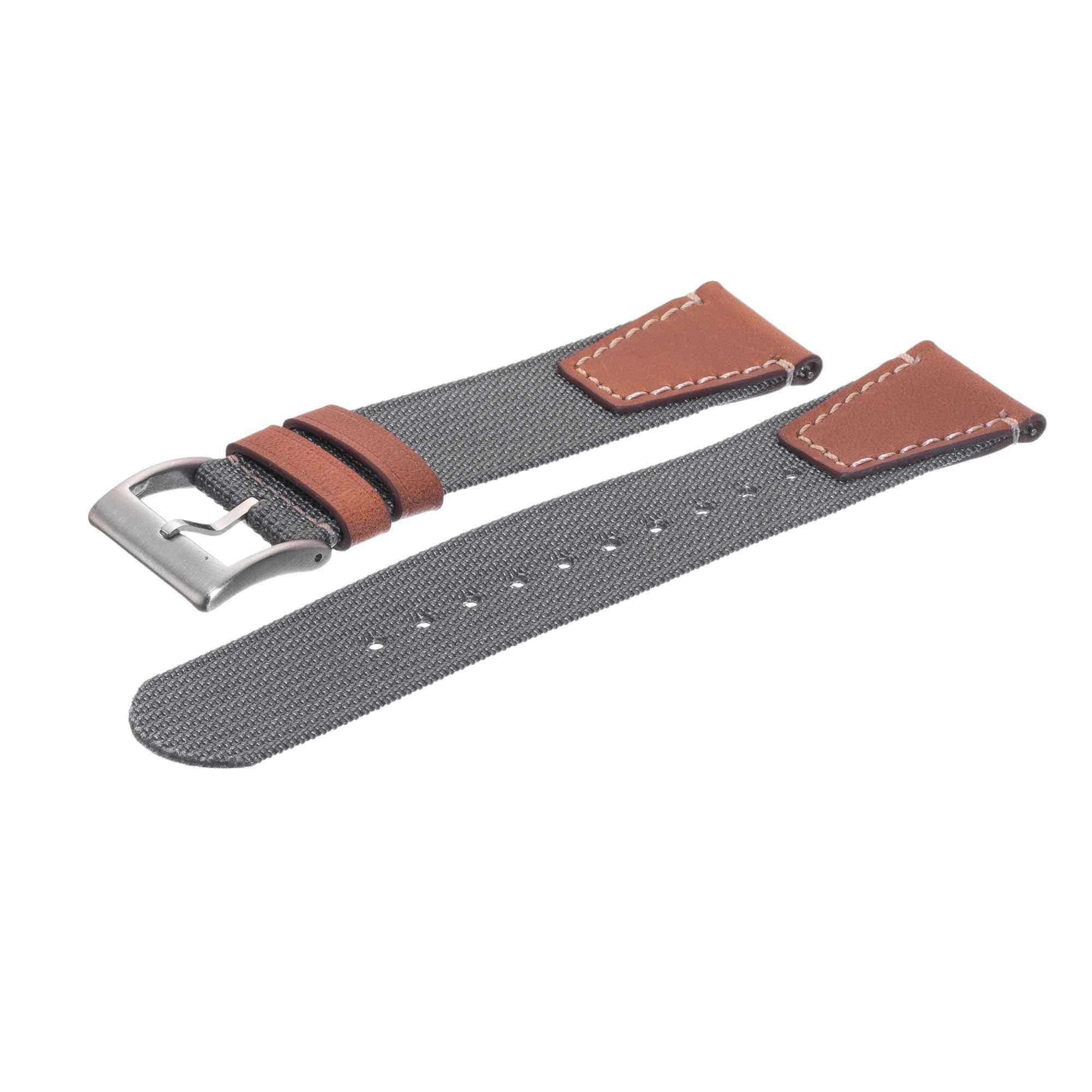 Olive Two Piece Nylon Leather Military Watch Strap - Image 4