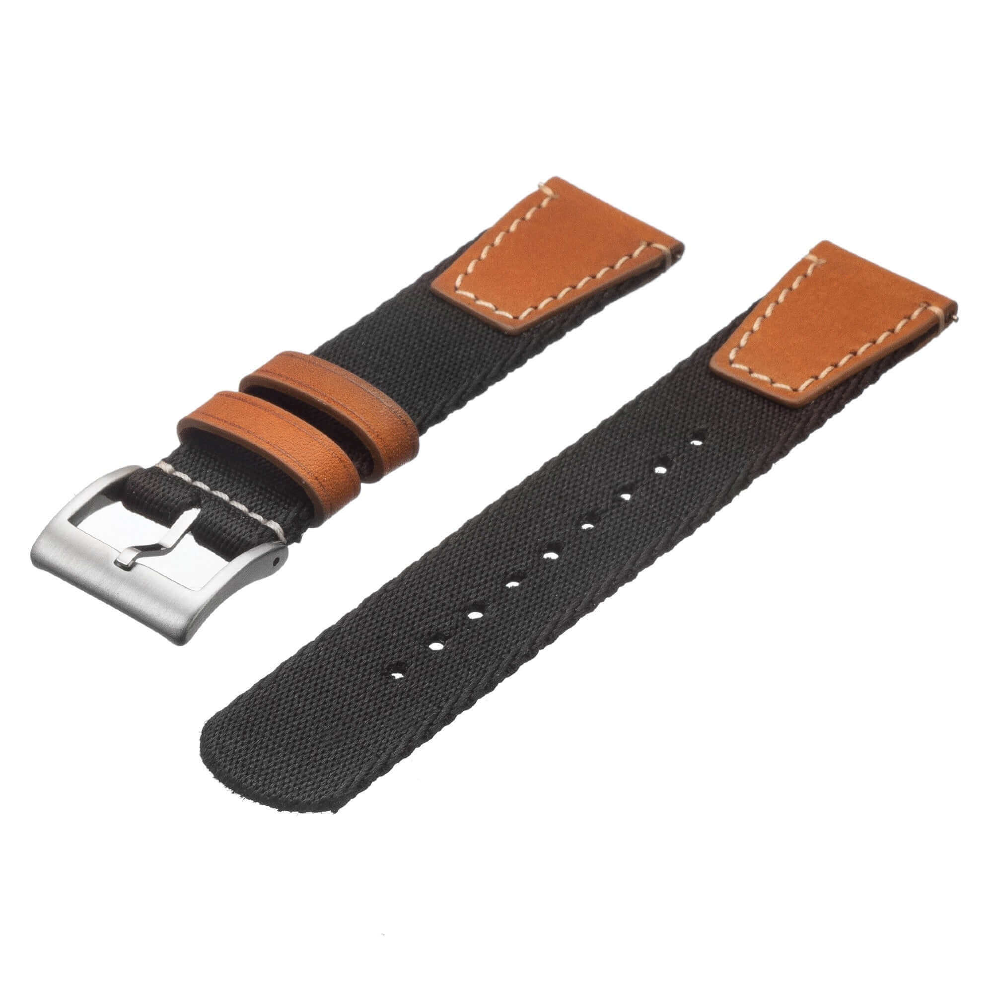 Apple Watch Leather Nylon Military Black Band - Image 8