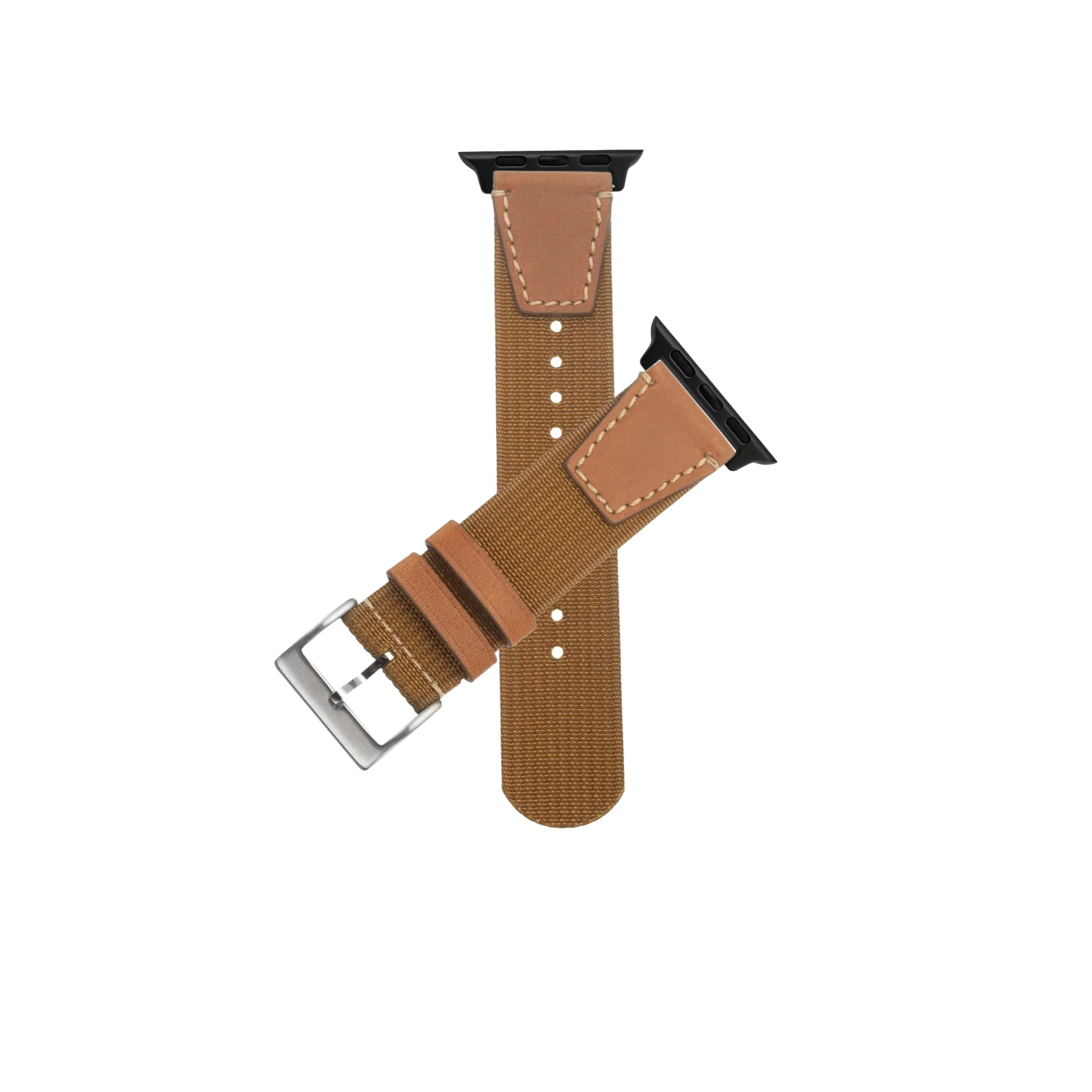 Apple Watch Leather Nylon Military Khaki Band