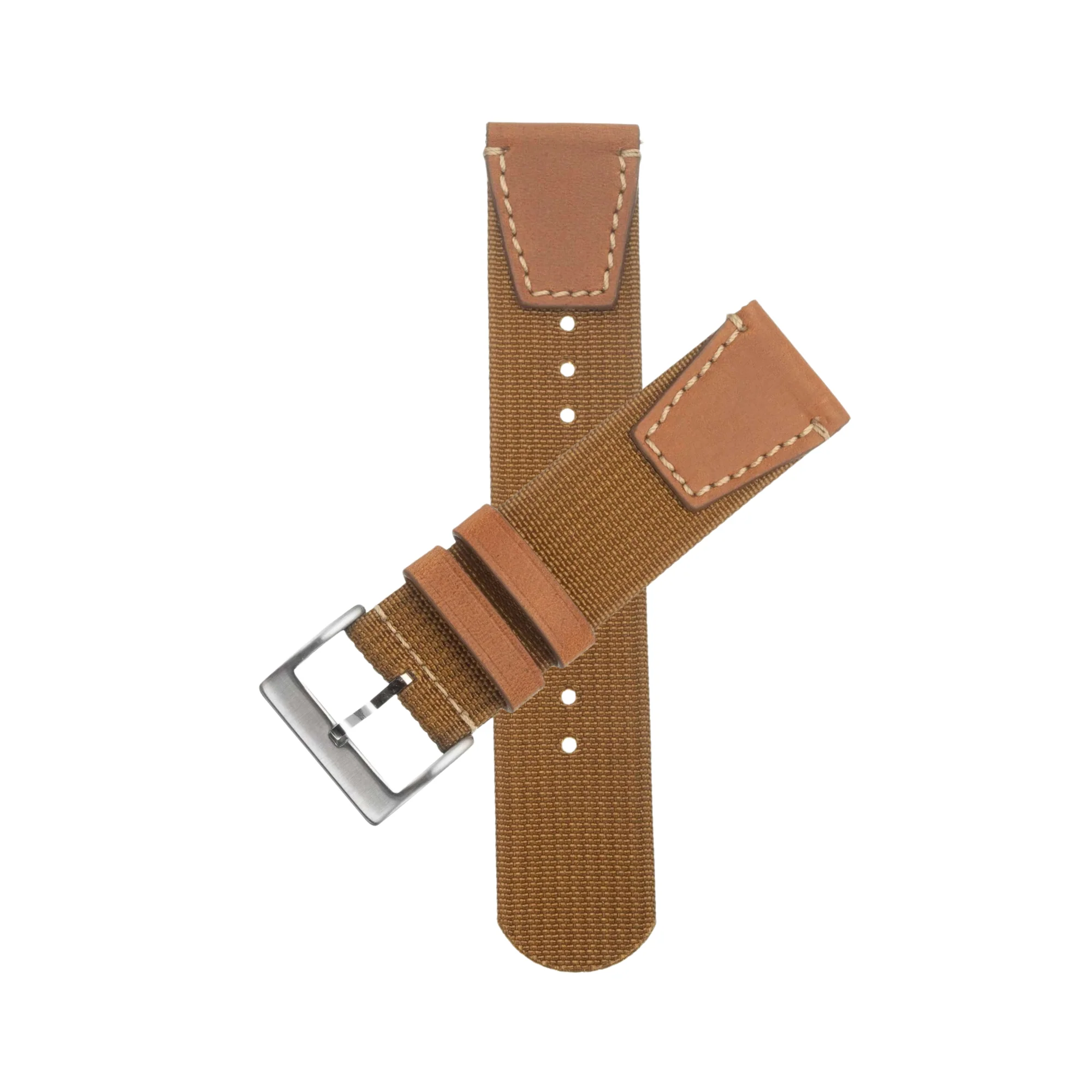 Apple Watch Leather Nylon Military Khaki Band - Image 5