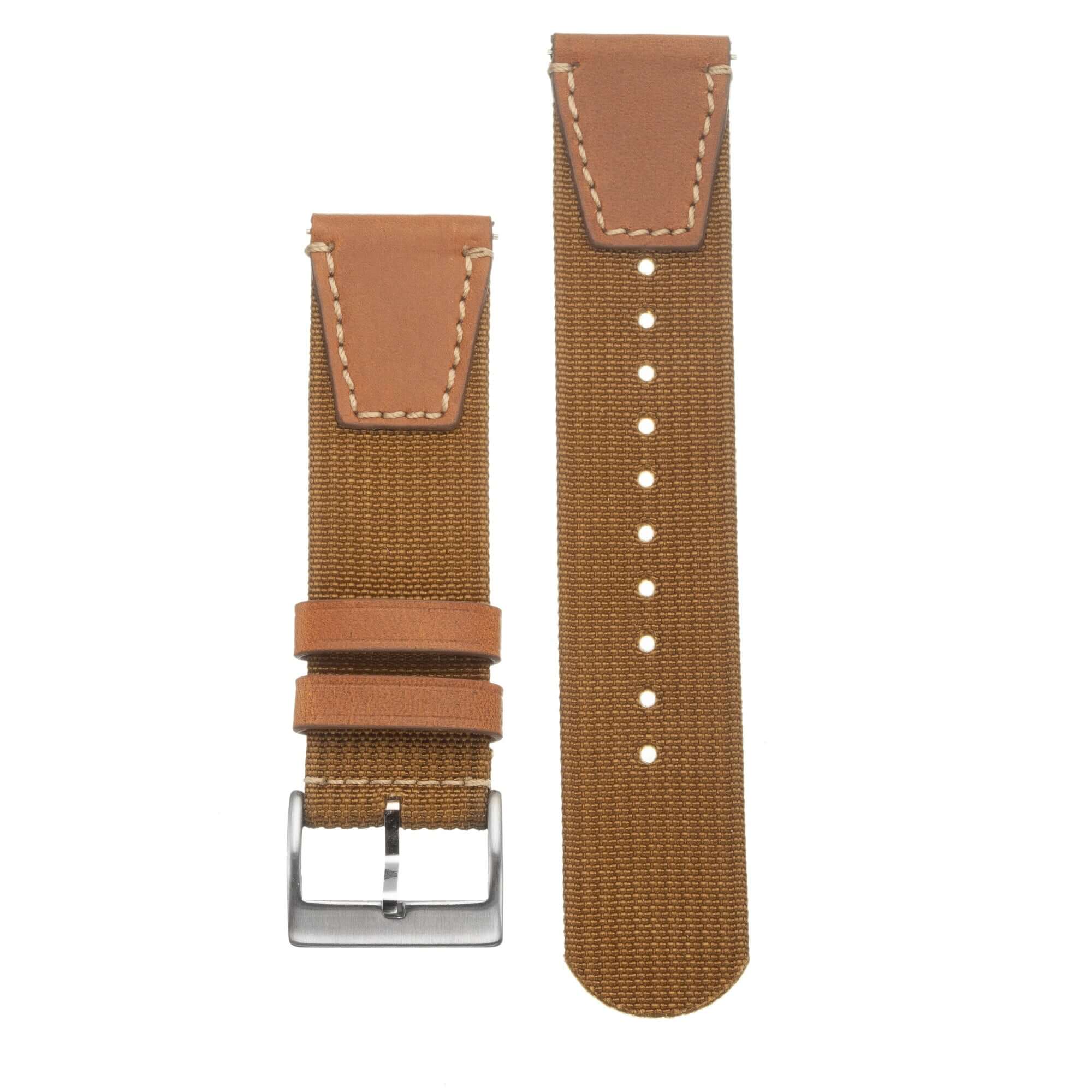 Apple Watch Leather Nylon Military Khaki Band - Image 6