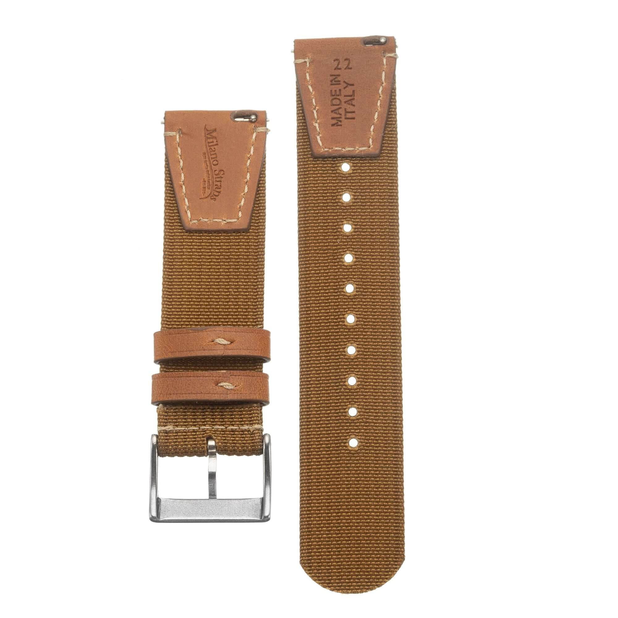 Apple Watch Leather Nylon Military Khaki Band - Image 8