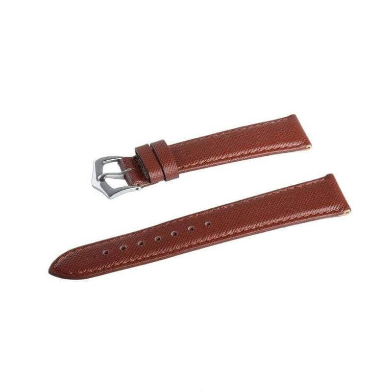 Brown Saffiano Folded Edge Brown Stitches Watch Strap - Image 3