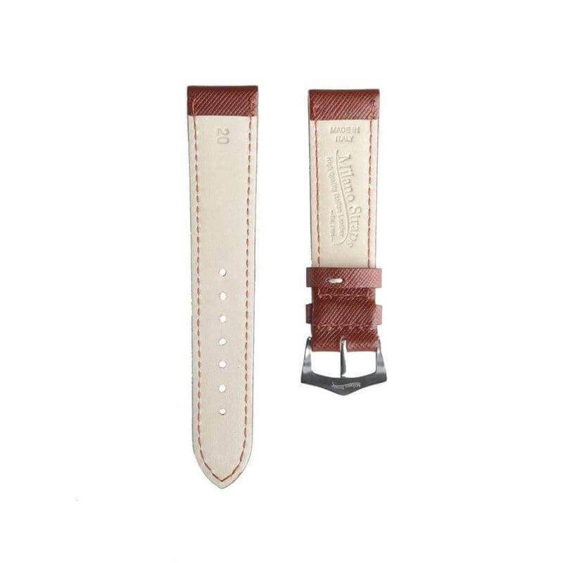 Brown Saffiano Folded Edge Brown Stitches Watch Strap - Image 4