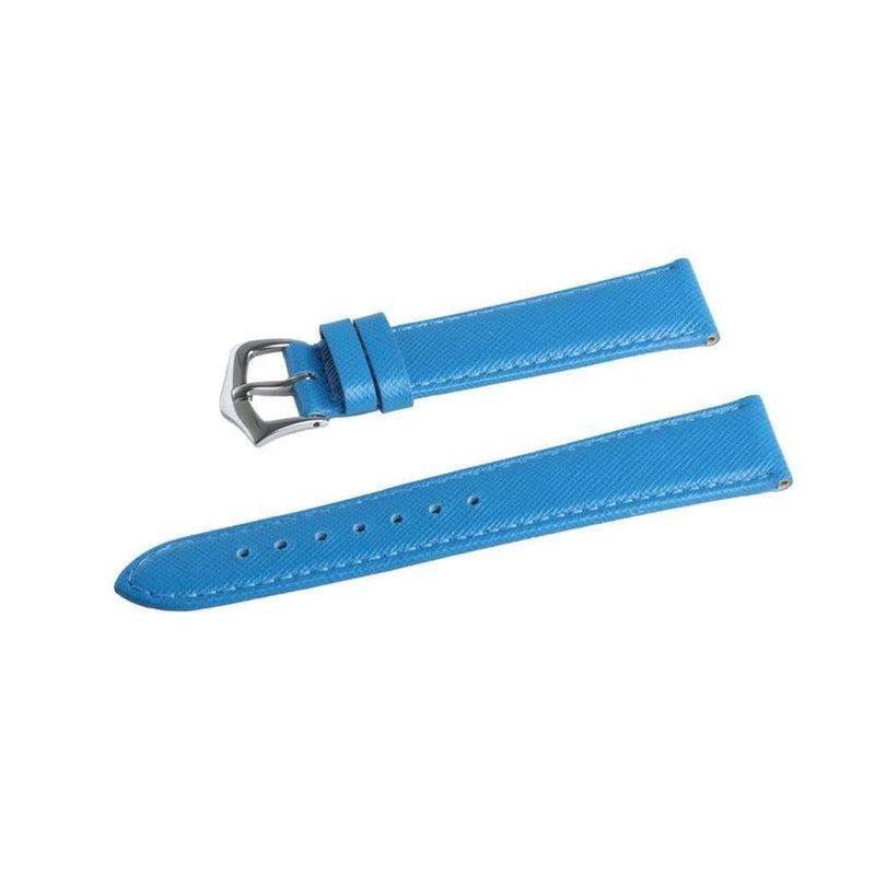 Light Blue Saffiano Folded Edge Blue Stitches Watch Strap - Image 4
