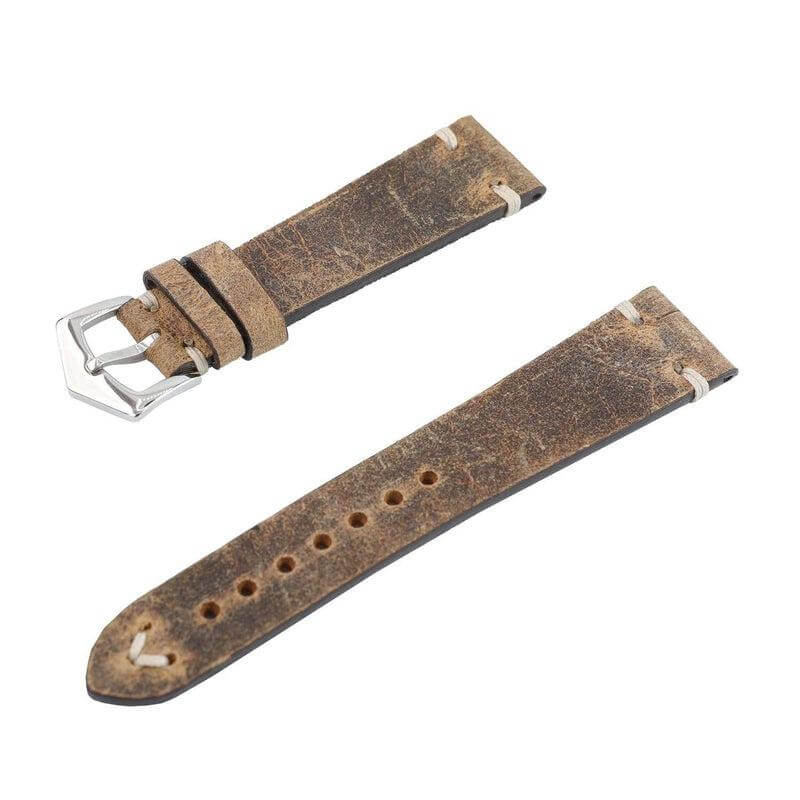 Vintage Brushed Brown Leather Watch Strap - Image 4