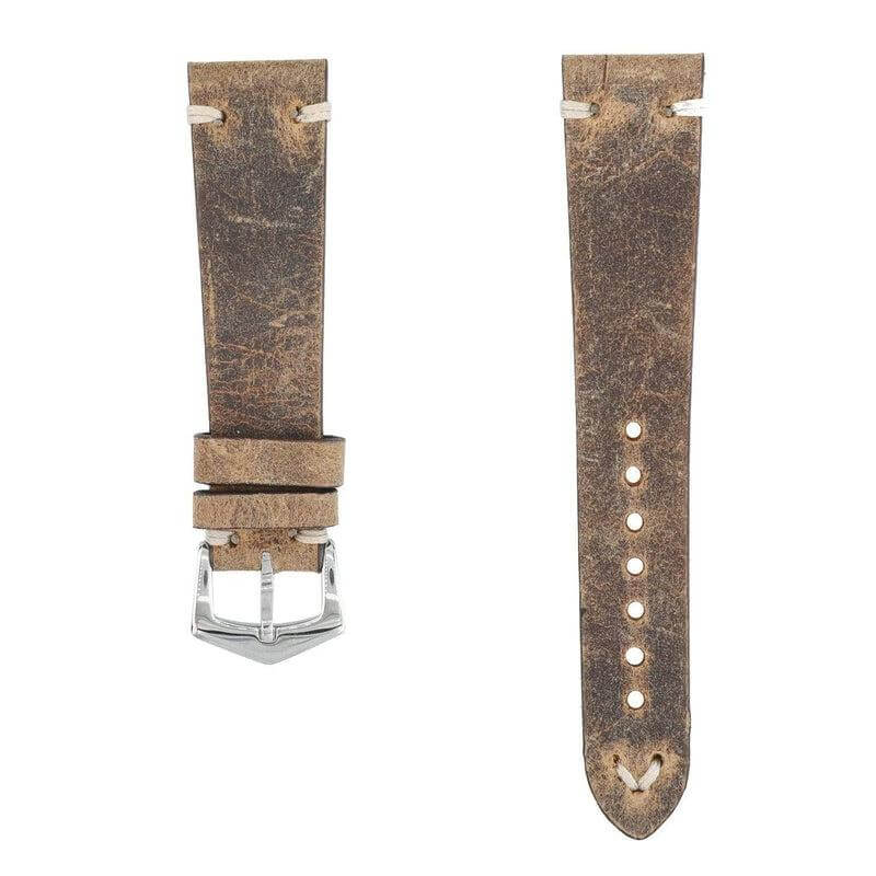 Vintage Brushed Brown Leather Watch Strap - Image 3