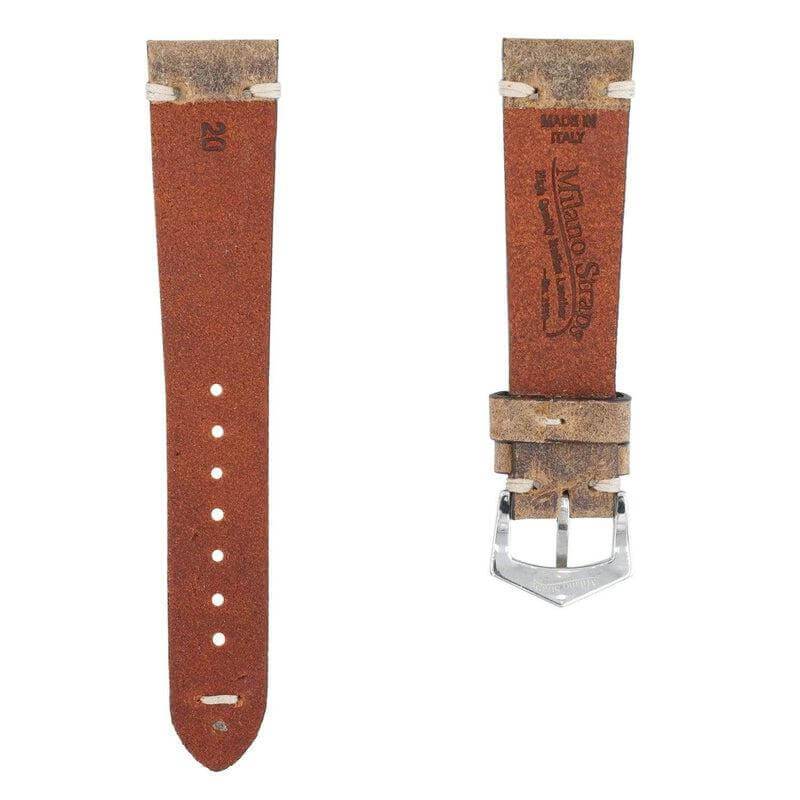 Vintage Brushed Brown Leather Watch Strap - Image 5