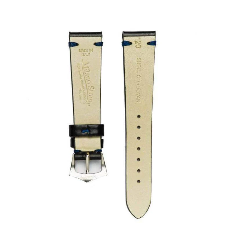 Black Blue Cordovan Leather Watch Strap - Image 4
