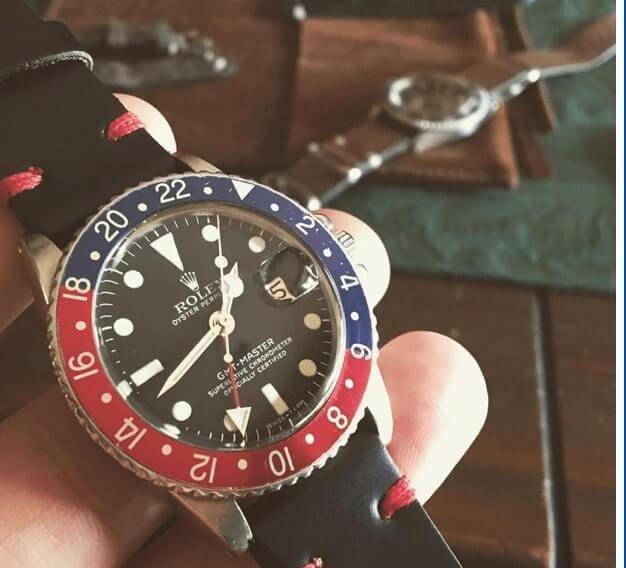 Black Red Cordovan Leather Watch Strap - Image 2
