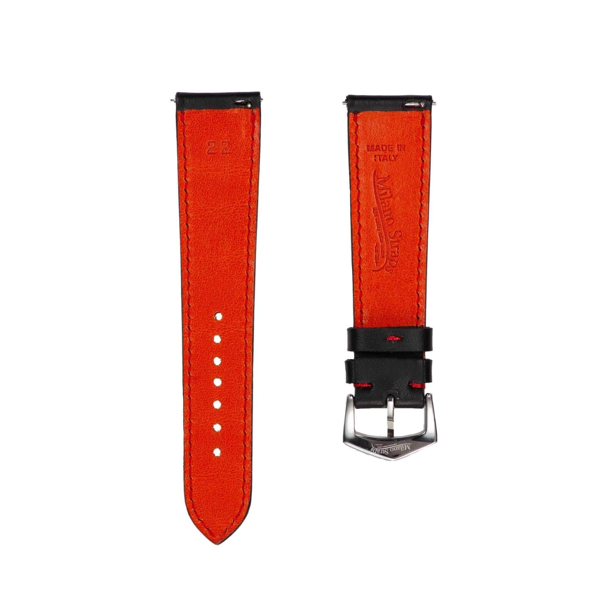 Black & Red Driver Racing Leather Watch Strap - Image 5