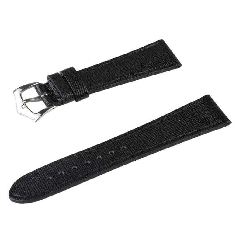 Black Saffiano Leather Watch Strap Tone Stitches - Image 2