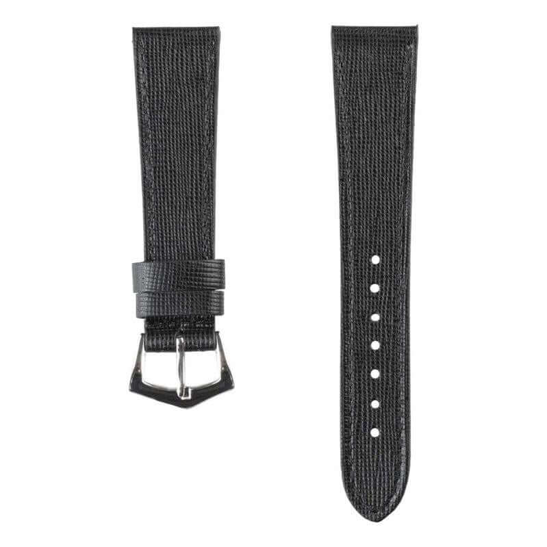 Black Saffiano Leather Watch Strap Tone Stitches - Image 3