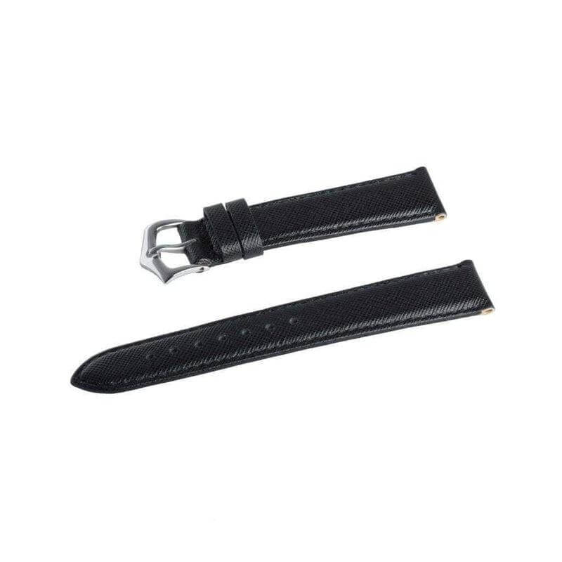 Black Saffiano Folded Edge Black Stitches Watch Strap - Image 3