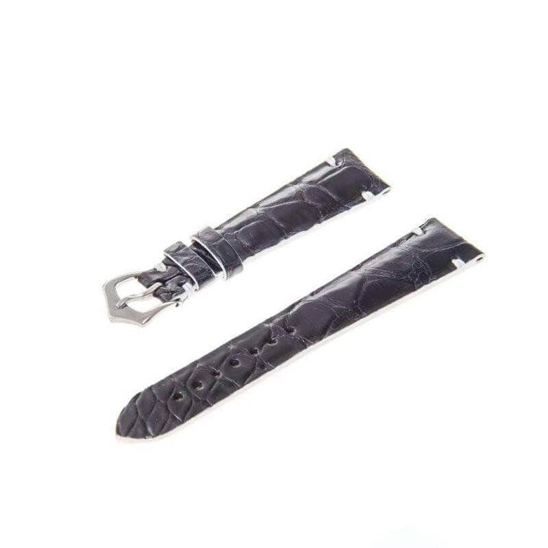 Black Genuine Alligator Watch Strap White Borders - Image 3