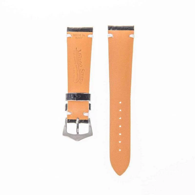 Black Genuine Alligator Watch Strap White Borders - Image 4