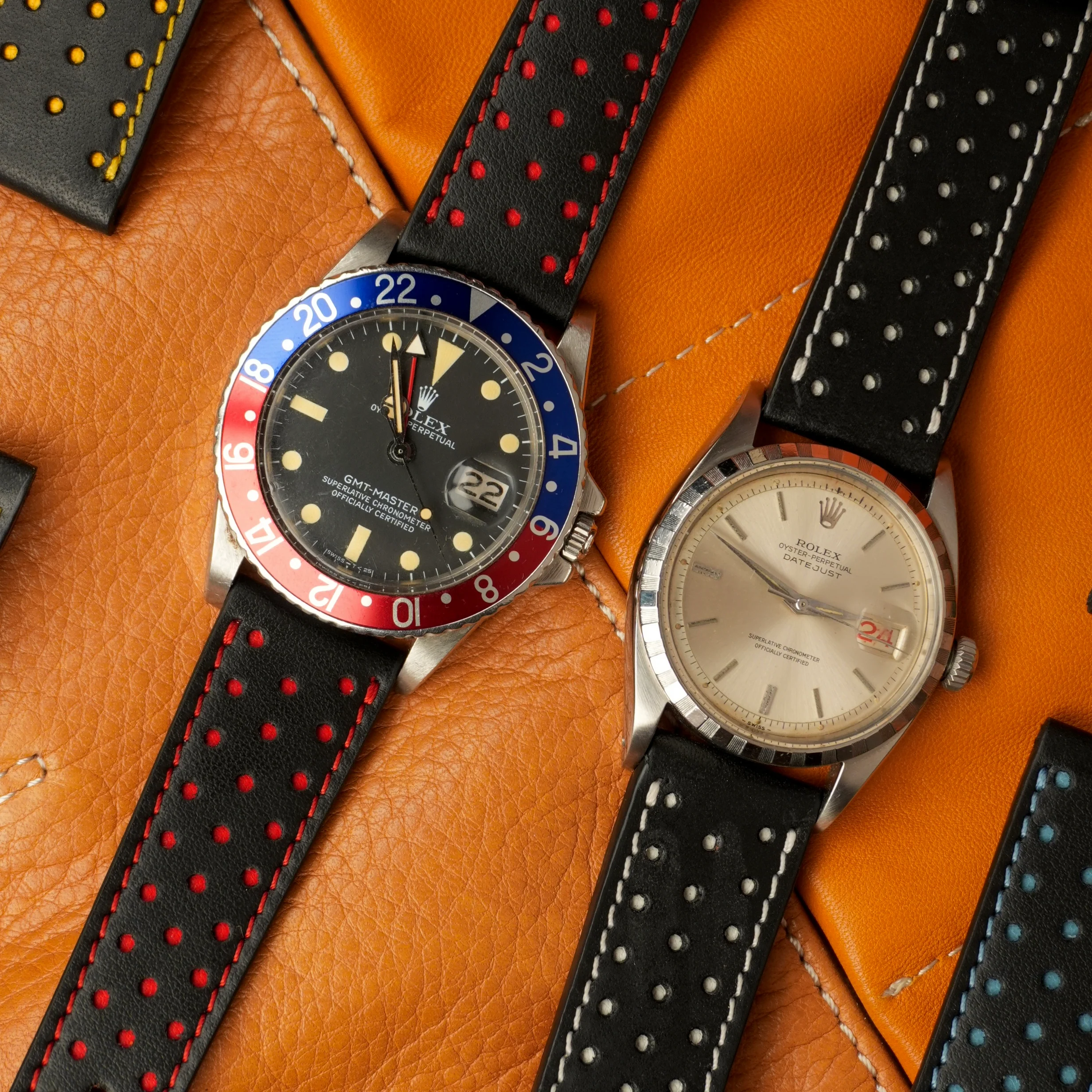 Black & Yellow "Driver" Leather Watch Strap - Image 6