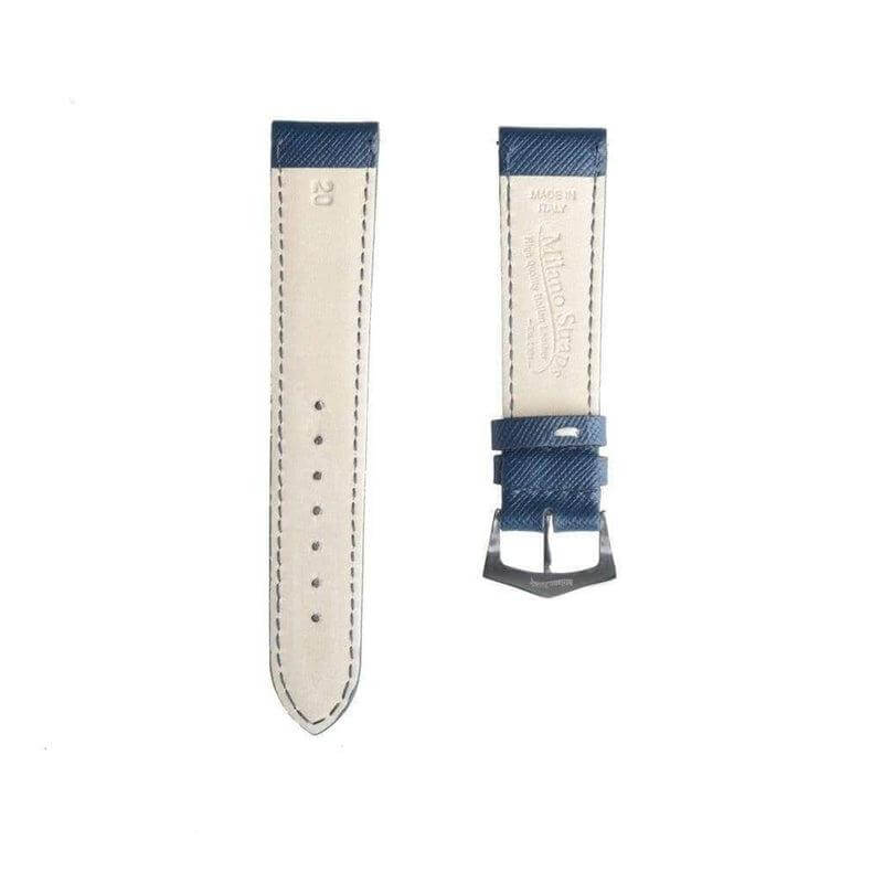 Blue Saffiano Folded Edge Blue Stitches Watch Strap - Image 4