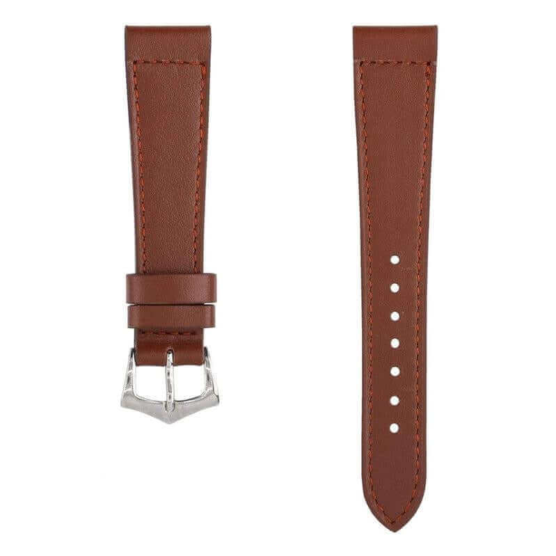 Brown Calfskin Leather Watch Strap Box Stitches - Image 2
