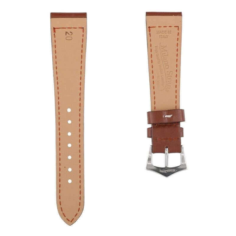 Brown Calfskin Leather Watch Strap Box Stitches - Image 3