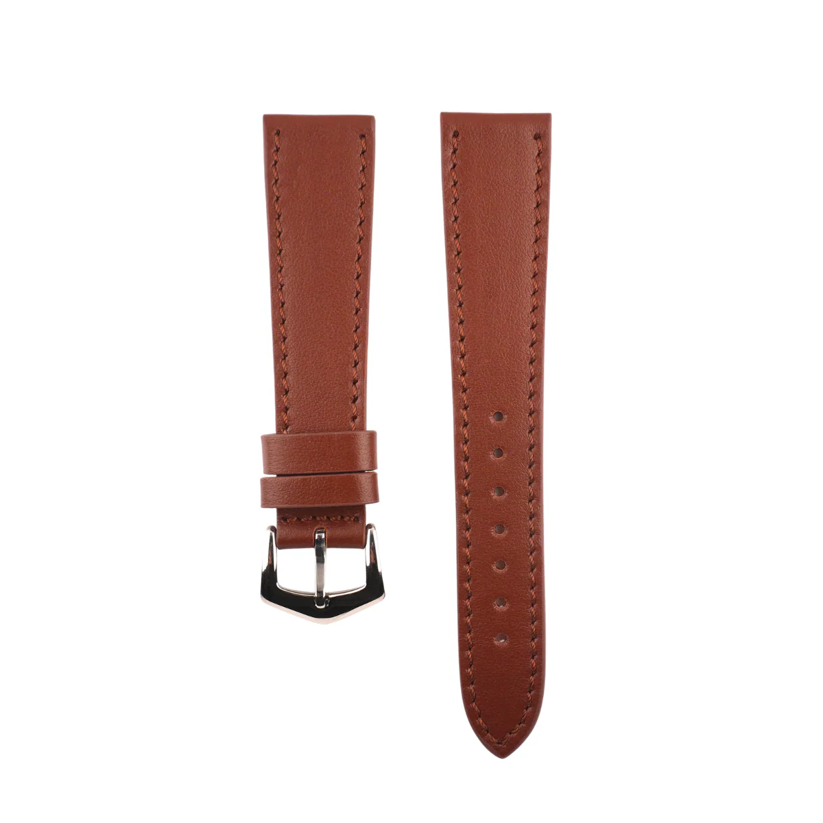 Brown Calfskin Leather Watch Strap Sides Stitches - Image 2
