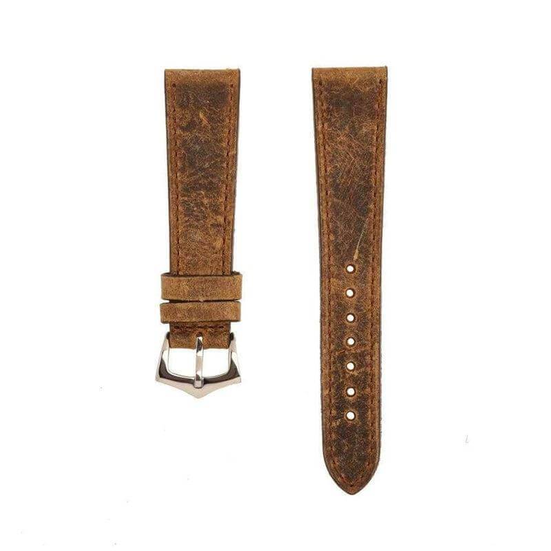 Brown Leather Vintage Brown Stitches Watch Strap - Image 3