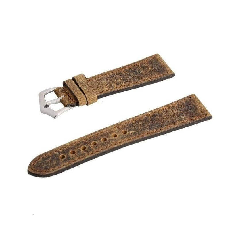 Brown Leather Vintage Brown Stitches Watch Strap - Image 5