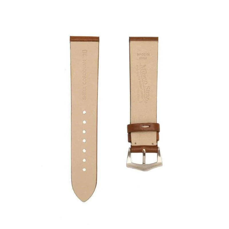 Brown Cordovan Leather No Stitches Watch Strap - Image 3
