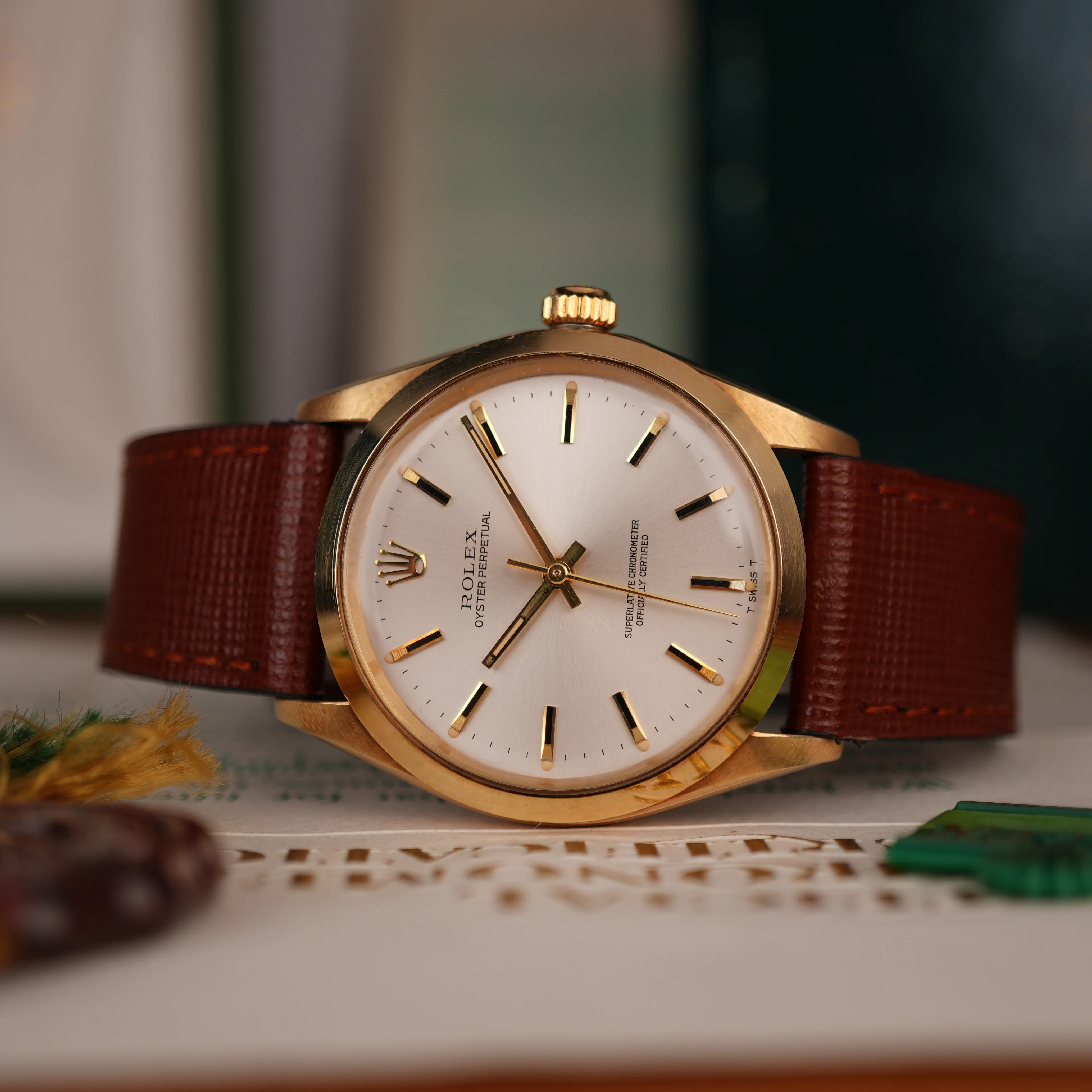 Brown Saffiano Leather Tone Stitching Watch Strap - Image 7