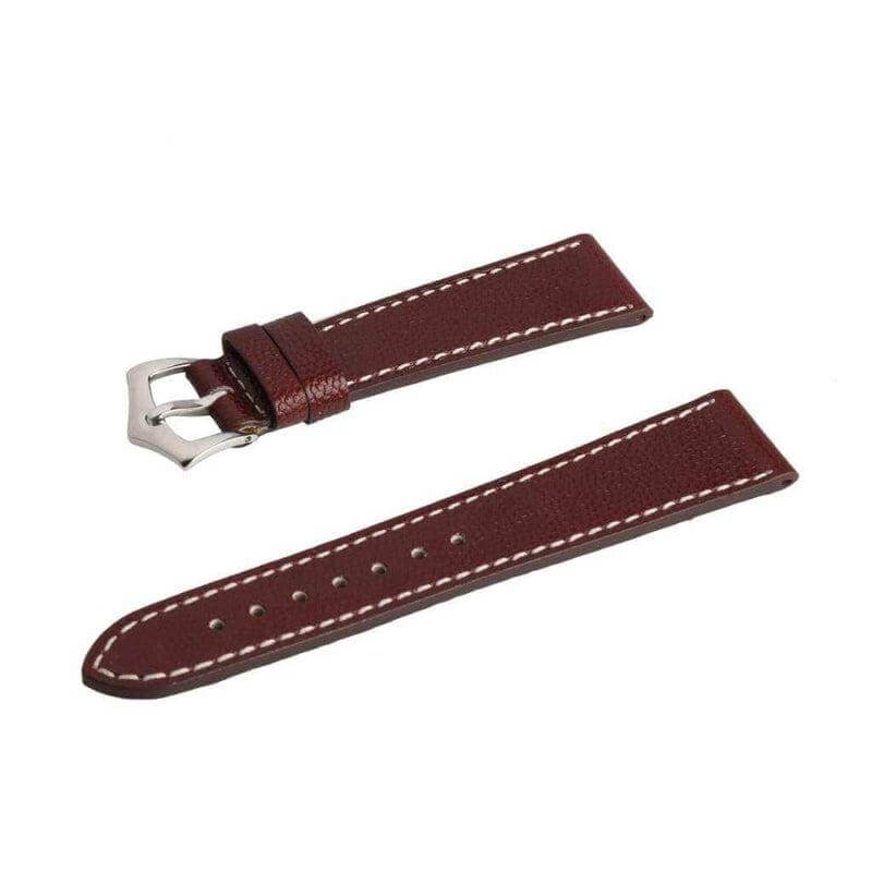 Burgundy Hammered Calfskin Ecru Stitches Watch strap - Image 4