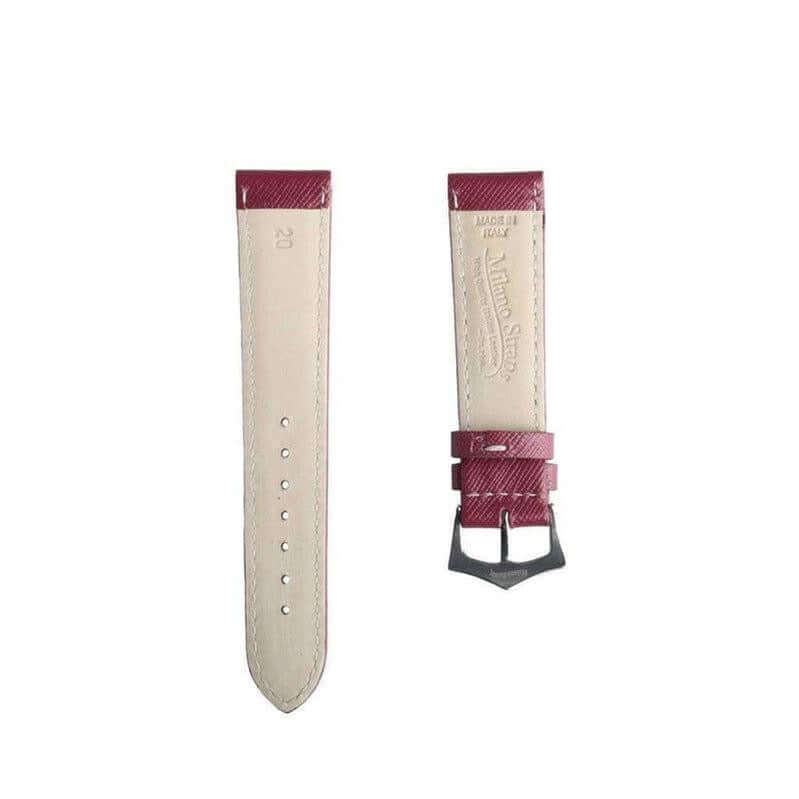 Burgundy Saffiano Folded Edge White Stitches Watch Strap - Image 4