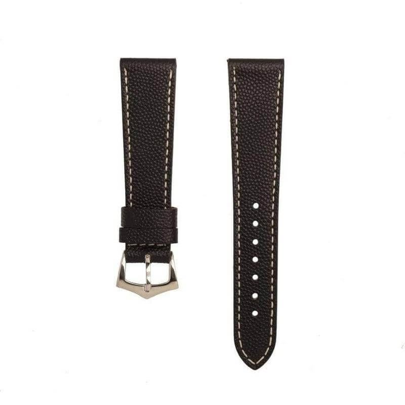 Black Hammered Calfskin Ecru Stitches Watch strap - Image 2