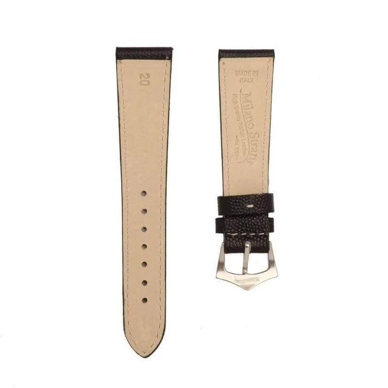 Black Hammered Calfskin Ecru Stitches Watch strap - Image 3