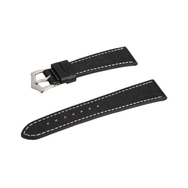 Black Hammered Calfskin Ecru Stitches Watch strap - Image 4