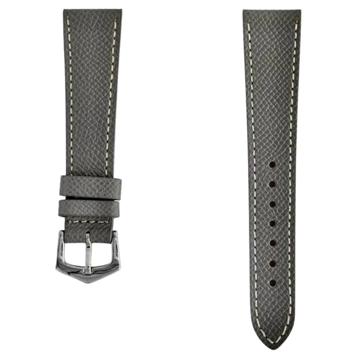Charcoal Grey Hammered Calfskin Ecru Stitches Watch strap - Image 3