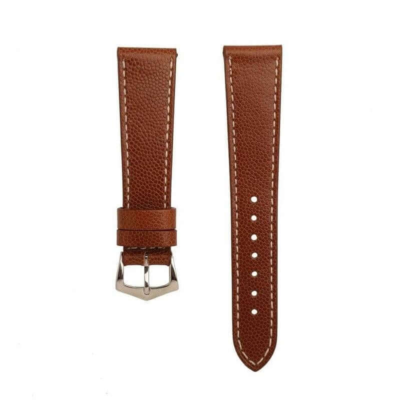 Cognac Hammered Calfskin Ecru Stitches Watch strap - Image 2