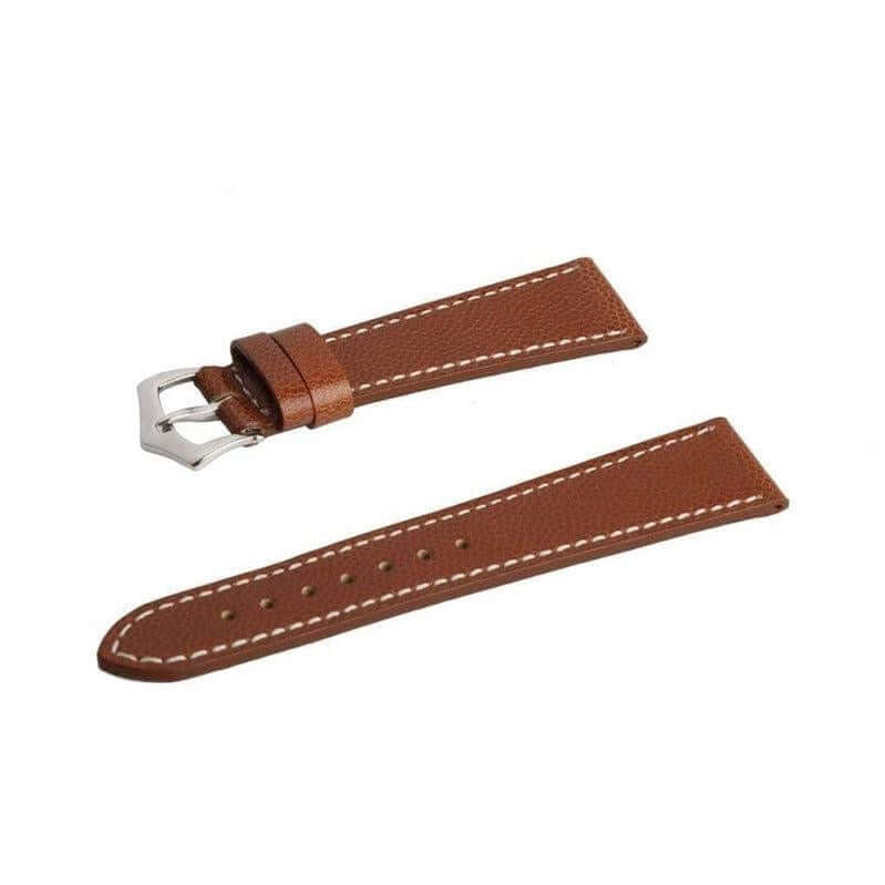 Cognac Hammered Calfskin Ecru Stitches Watch strap - Image 3
