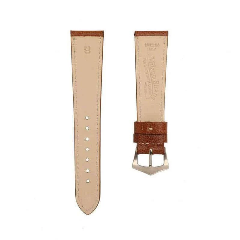 Cognac Hammered Calfskin Ecru Stitches Watch strap - Image 4